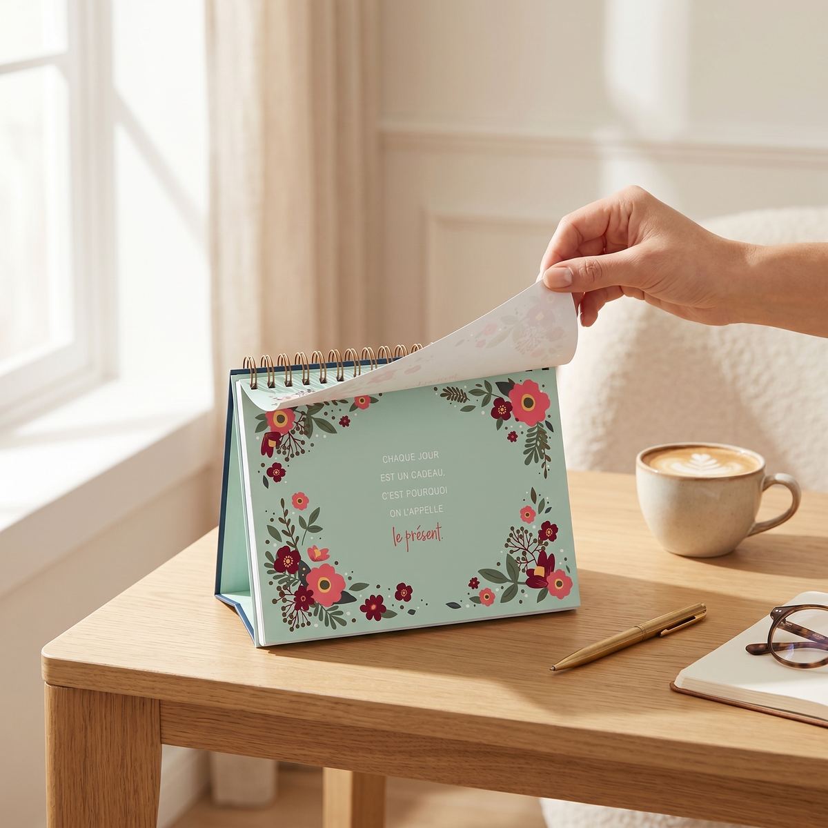 Calendrier de bureau fleuri