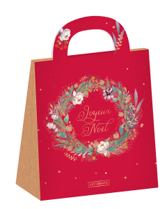 Sac à main grains de café enrobés de chocolat noir 70g Noël « Joyeux Noël » couronne florale DLUO : 06/2027