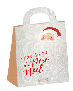Sac à main grains de café enrobés de chocolat noir 70g Noël « Gros bisou » Père Noël barbe art déco DLUO : 06/2027
