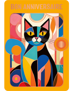 Carte postale Art&Plume anniversaire « chat, bon anniversaire » KURZ Luxor 397, FSC Mix, PBN-COC-026121