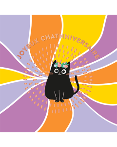 Carte double QuadrART anniversaire « Joyeux chatnniversaire » KURZ Luxor 397, FSC Mix, PBN-COC-026121