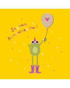 Carte double Collection Branchée grand format anniversaire « grenouille »