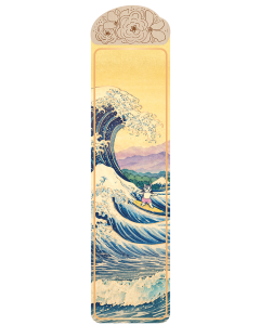 MARQUE-PAGE avec déco bois Art & Plume Hokusai vague